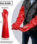 Extra Long Heavy Duty PVC Work Gloves Built Tough As Nails 23.5 inch for protecting hands during kitchen chores.