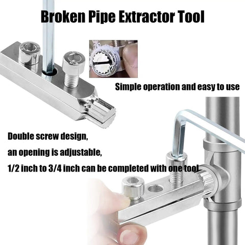 Broken Pipe Extractor Tool Set for damaged faucets and water pipes with adjustable double screw design in use.