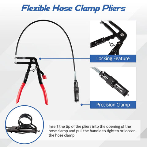 9-piece hose clamp pliers set with red-handled pliers and locking feature for automotive use