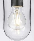 Close-up of light bulb in Coastal Style Two Light Bath Vanity Light With Clear Glass Shades, Polished Chrome Finish, Modern Bathroom Lighting