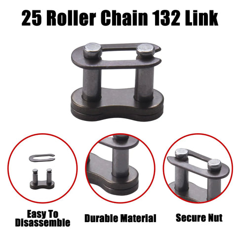 25 Roller Chain 132 Link Heavy Duty Drive Chain with easy disassemble feature for Razor MX500 MX650 SX500 MiniMoto XRF500