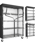 Heavy Duty Wire Shelving Unit With Wheels And 600D Oxford Cover, 36-Inch By 18-Inch By 72-Inch, front view