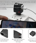2 Pack AC To DC Converter 220V To 12V 500MA Car Cigarette Lighter Socket Adapter plugged into a wall socket with LED indicator.