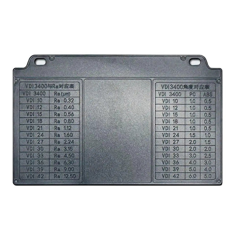 Surface Roughness Comparison Block Pro Grade VDI 12 To 45 Spark Erosion Texture Plate For EDM Mold Grain Finish Gauge 160x100mm Gray, front view