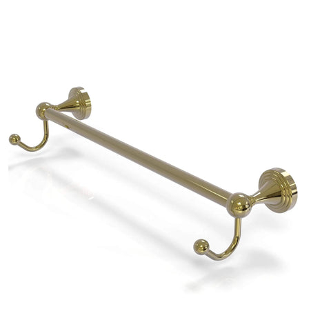 Sag Harbor 24 Inch Towel Bar With Integrated Hooks In Antique Brass Solid Brass Bathroom Hardware With Concealed Mount No Fuss Classic Yet Modern Bath Accessory With Durable Corrosion Resistant Finish, shown on white background.