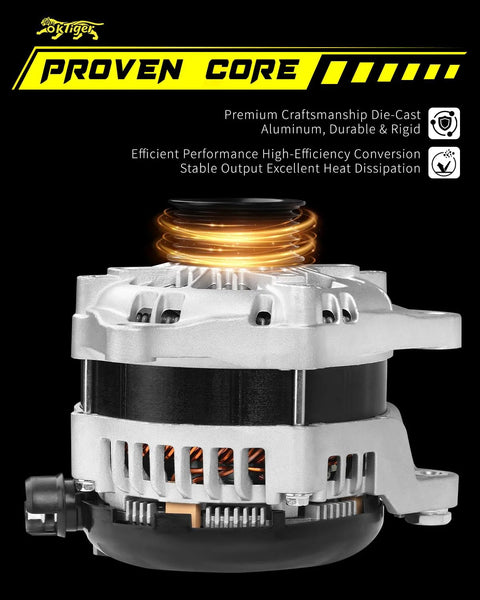 Beefed Up 12V 200A 225A Alternator For Ford Explorer 2016 2019 3.5L Edge 2015 2018 3.5L F Series F150 Lincoln Continental MKX MKZ 2013 2020 V6 Clockwise 6 Groove Pulley OE DG1T 10300 EB in die-cast aluminum