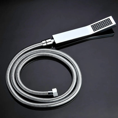 Built Tough Square LED Shower System With Thermostatic Valve And Dual Mode Spray, 14 X 20 Inch Rainfall Panel Featuring Remote LED Controls handheld shower head with flexible hose.