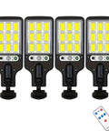 Outdoor Solar Wall Lights With Wide Angle Flood Lights, Motion Sensor, Dusk To Dawn, Remote Control, IP66 Waterproof, 4 Pack COB9.