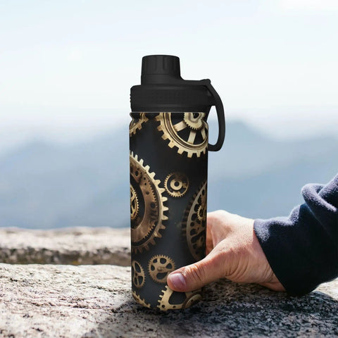 Steampunk Gears Print Insulated Water Bottle For Gym Outdoor Travel And Office Use Built For Your Active Lifestyle Durable Double Wall