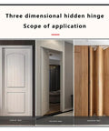 Three door styles using Black Invisible Door Hinge 180 Degree Hidden Folding Hinge With Three Dimensional Adjustable Design