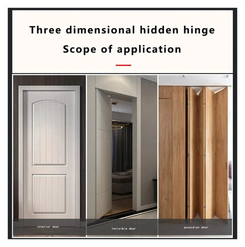 Stainless Steel Self Closing Reversible Door Hinge Invisible Hinge With 180 Degree Opening Hidden Folding Design Black Finish Three Dimensional Adjustable Cross Door Hinge For Smooth Durable Operation Boss Level Quality installed on doors