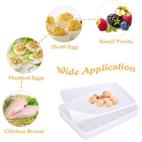 Wide application of Clear 24 Egg Tray With Lid 4 Pack Deviled Egg Holder Organizer for fridge with fruits and eggs