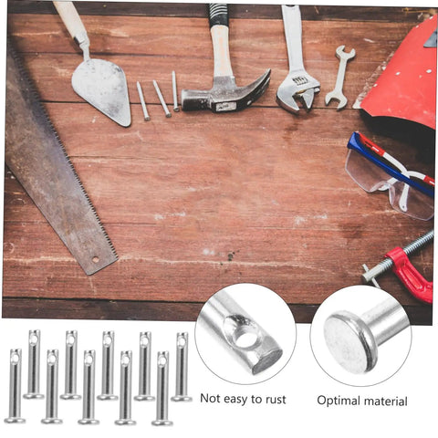 20 Pieces Stainless Steel Flat Head Clevis Pins Kit surrounding various tools on a wooden table, showing anti rust property