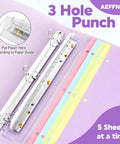 Portable 3 Hole Puncher With Built In 10 Inch Ruler For Binders 5 Sheet Capacity Three Ring Paper Punch School And Office Tool