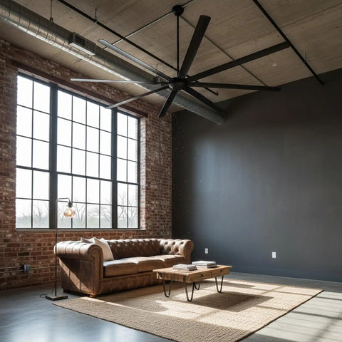 Massive 120 Inch Industrial Black Ceiling Fan With No Lights Ultra High Airflow 36000 CFM For Shops Garages Barns