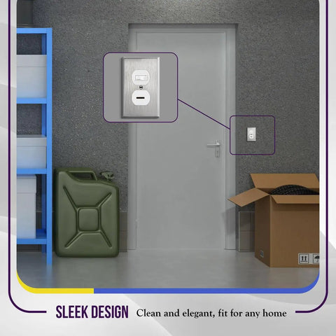 Duplex Receptacle Metal Wall Plate In 430 Stainless Steel, Corrosion Resistant, 1 Gang 4.50 By 2.76 Inch, UL Listed, on wall