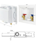 Washing Machine Outlet Box With One Half Inch PEX A Expansion Inlet And Three Quarter Inch MHT Outlet Center Drain Brass Quarter Turn Valves Installed
