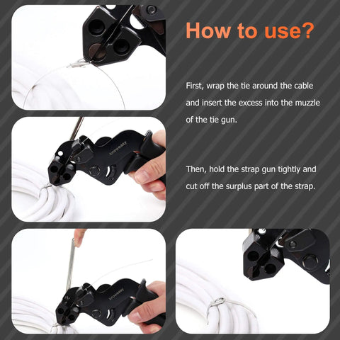 How to use the No-Sweat Stainless Steel Cable Tie Gun, Slick Plier Action Zip Tie Tool for cable bundling.