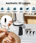 Sweet Vintage Embossing Label Maker With Rad 9Mm Tape Makes Knockout 3D Stickers For DIY Crafts And Organizer Nostalgic Retro Look Includes Starter Pack showing hands using labels.