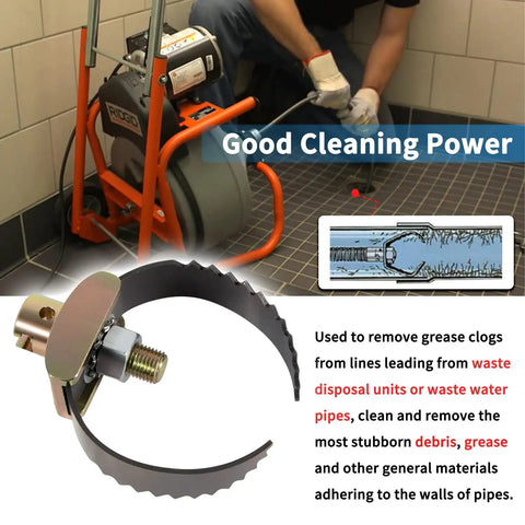 Professional Grade Heavy Duty 2 Inch C Cutter Drain Cleaner Tool That Handles Thick Grease Clogs Without Sweat And Restores Flow Instantly Compatible With Major K Series Sectional Cable Machines on a drain snake.