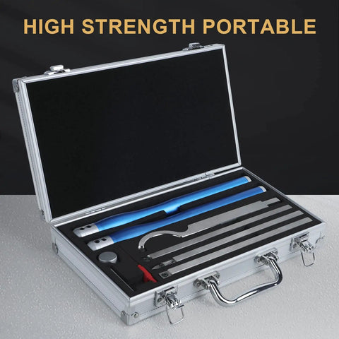 Wood Lathe Tool Set With Removable Handle And Adjustable Connector, Includes Swan Neck Hollower, Rougher, And Finisher in case