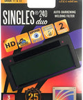 Dual Horizontal AutoDarkening Welding Filter Pro Grade For TIG And MIG S240DUO 2 By 4 Inch Lens Shade 11 And 12 packaging