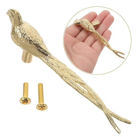 Dope Brass Bird Shape Cabinet Handles With Golden Finish, Sleek And Unique Design, Versatile Drawer And Closet Pulls