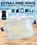Two Pack Waterproof Phone Pouch With Adjustable Belt And Floating Design on sandy beach background