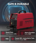 6 In 1 Aluminum MIG Welder With 200A Output And 110V 220V Dual Power showcasing safety features and durable design