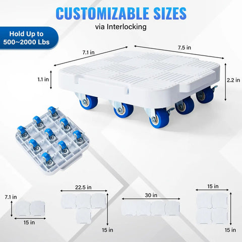 DoReFaSol Connectable Appliance Rollers And Heavy Duty Furniture Sliders With 36 Wheels Moving Dollys, customizable size, holds up to 2000 lbs