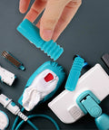 Heavy Duty 2 Pack Threaded Pole End Adapters For 19MM Metal Mop Rods in sky blue, showcasing the adapters and a cleaning tool.