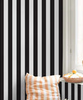 Room with black and white striped peel and stick wallpaper for cabinets and walls self adhesive removable waterproof vinyl 118 inches long 18 inches wide