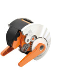 Eight In One Solar Robot Kit For STEM Fans Super Easy To Build Eight Solar Powered Robots In Minutes No Batteries Needed Solar Panel Included Learn Solar Energy And Tech With A Drummer Bot Racer Bot Tank Bot Armadillo Bot Dino Bot And More. solar robot with white and orange plastic gears