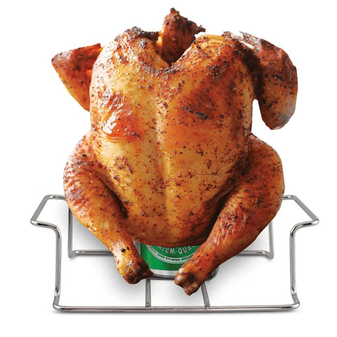 Premium Stainless Steel Beer Can Chicken Roaster Stand For Grill And Smoker With Handle Fits Regular 12 Ounce Cans Secure Bottom Crossbar