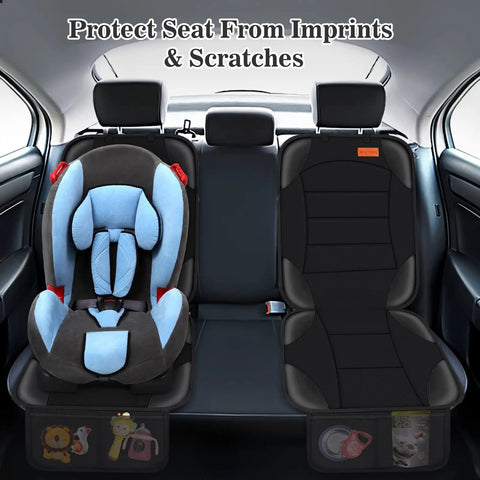 Kid Friendly Car Seat Protector For Child Seats, Waterproof Seat Cover For Leather And Fabric Cars with mesh pockets visible