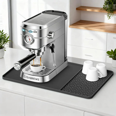 Raised Edges Silicone Coffee Mat 19 By 12 Inches Waterproof Countertop Protector For Coffee Makers Espresso Machines under espresso machine