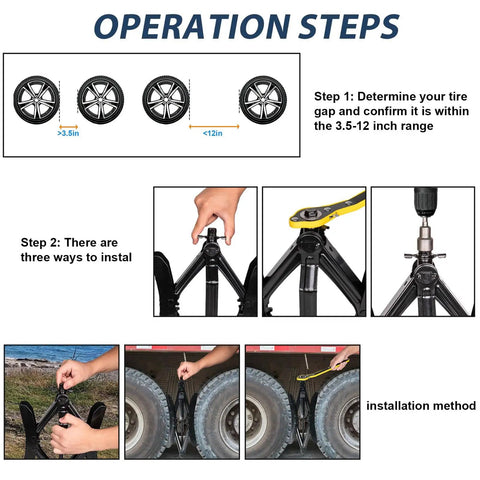 Installation steps for X Shaped Heavy Duty Wheel Stabilizer For Travel Trailers Campers And RVs Adjustable 3.5 To 12 Inch