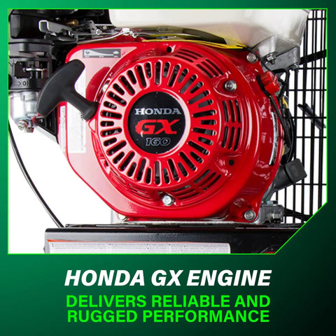 Gas Powered Wheeled Air Compressor, With 8 Gallon Tank, 116 To 145 PSI, Honda GX Engine, close-up of engine detail