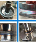 Rock Solid Kickass Welding Rotary Positioner With 180Mm Turntable And 65Mm Chuck Designed For Mig Tig Pipe Seam Fabrication At 0 To 90 Degree Angles Includes Foot Switch showing welded flanges and pipes.