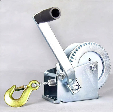 Heavy Duty Electric Hoist Hand Crank Winch Crane 3000 LB Capacity Wire Rope Lifter with crank and hook for garage use