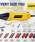 340 Piece All In One Solder Seal Wire Connector Kit With 3 To 1 Heat Shrink Tubing In Six Sizes And A 350W Dual Temperature Heat Gun