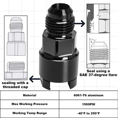 6AN Fuel Adapter 3/8 Inch And 5/16 Inch Quick Connect EFI Fuel Rail Fittings Aluminum Male to Female Adapter with Specifications