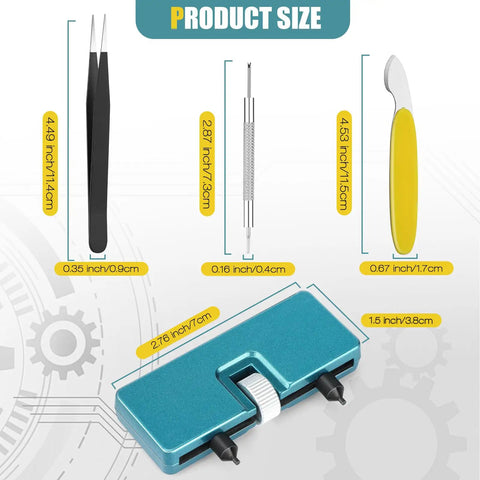 Watch Battery Replacement Tool Kit With Adjustable Case Opener, Band Strap Remover, Pry Back Case Opener And Precision Tweezers