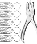 One Inch Binder Rings Set Of Fifty With Nickel Plated Metal Rings Includes Key Ring Clip And Hole Puncher for DIY Projects and Crafts