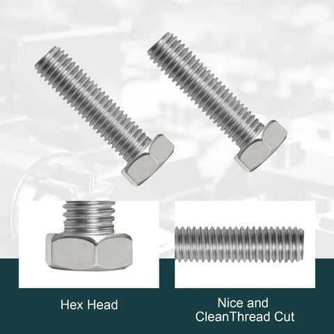 Rock Solid GIYI 304 Stainless Steel M12 Hex Bolt Set With Nuts Washers, showcasing hex bolts and clean threaded cuts.