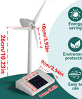Solar Powered Windmill Model For Desk And Classroom Use Desktop Turbine Kit dimensions with energy and environment icons
