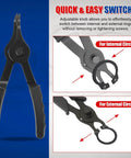 14 Piece Snap Ring Pliers Set With Straight And Bent Pliers for internal and external circlips installation and removal