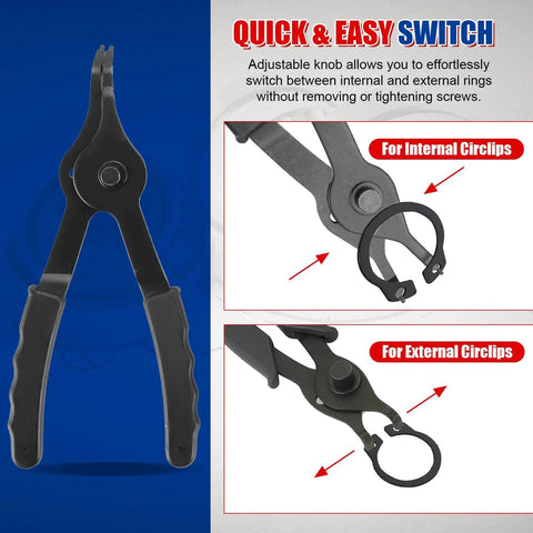 14 Piece Snap Ring Pliers Set With Straight And Bent Pliers for internal and external circlips installation and removal