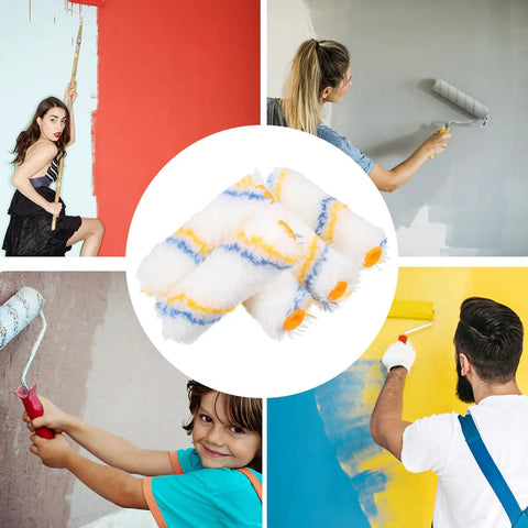 Small Paint Roller Covers For Walls And Ceilings Featuring Firm Polyester Fibers That Roll As Smooth As Butter And Knock Out Every Diy Painting Job In Style For Households with various users painting walls.