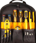 Interior of USB Charging Tool Backpack With Dual USB Ports 200 Lumen LED Light 20V Max Lithium Ion Battery Powered 23 Pocket Organizer